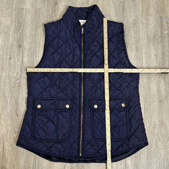 Cambridge Navy Blue Quilted Vest Sz Large Zip Front Lightweight Layering Jacket - Picture 7 of 10